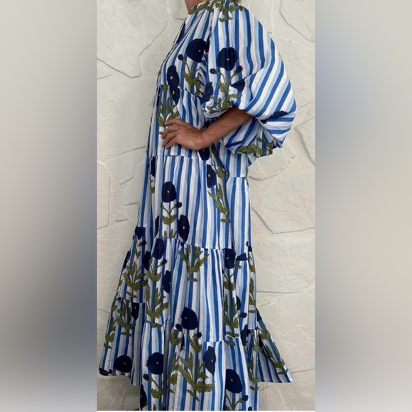 New Women Boho Maxi Dress Vintage Long Sleeve Loose Flowy  Casual Floral Swing - Picture 1 of 7